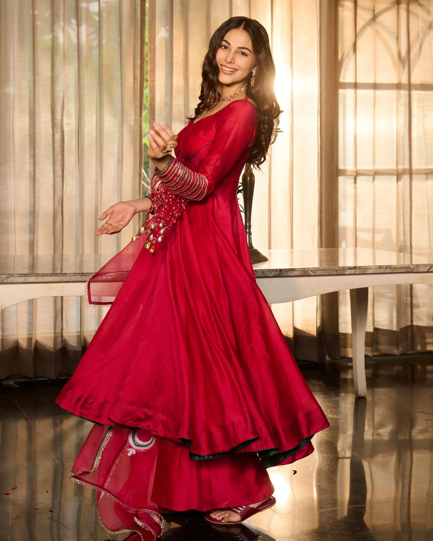 Magenta Solid Chanderi Suit Set